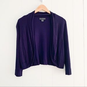 Jessica Howard Cropped Open Indigo Shrug Sweater